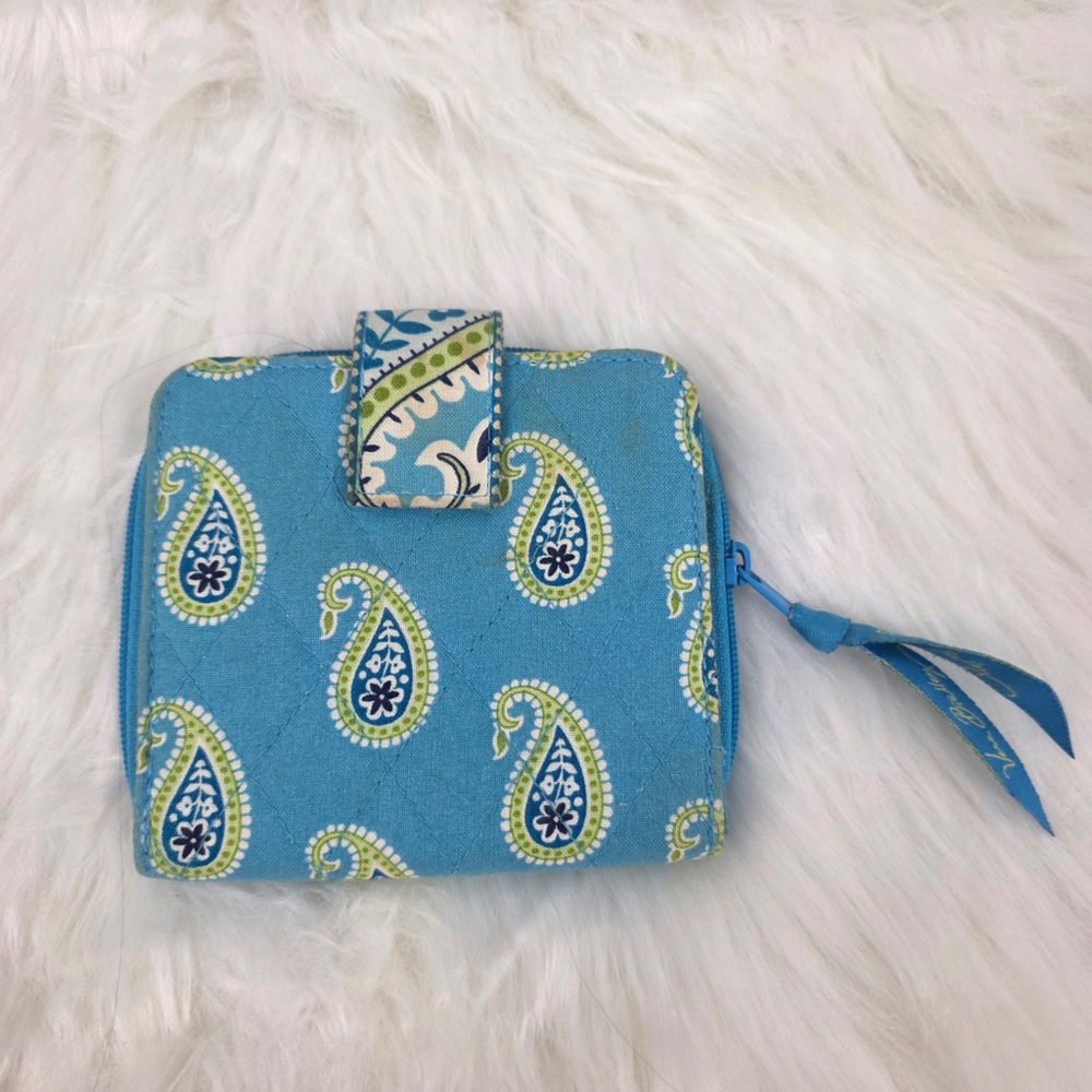 Vera Bradley Turquoise and Lime Green Paisley Wallet Pouch - Picture 1 of 6